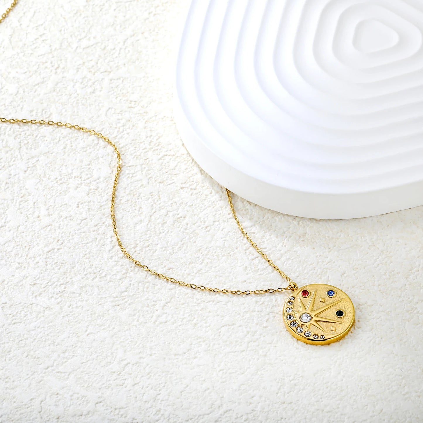 Joy and Positivity - 18k Necklace with Moon and Sun