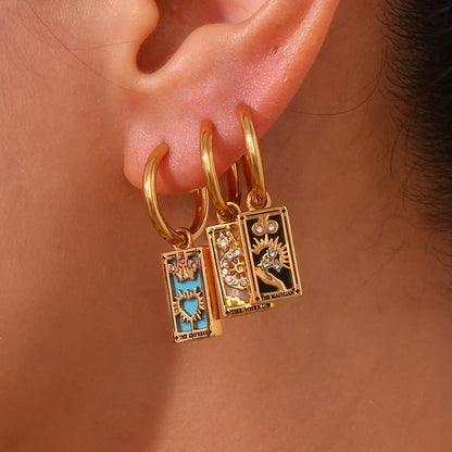 The Wheel - Tarot Card Gold | Silver Hoop Earrings