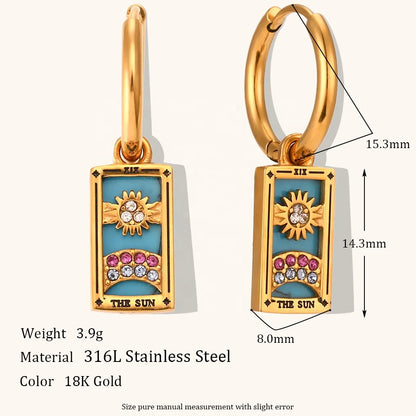 The Moon - Tarot Card Gold | Silver Hoop Earrings