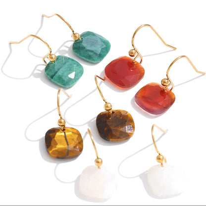 Open and Aligned - Faceted Amazonite Drop Earrings