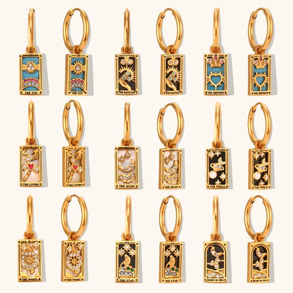 The Moon - Tarot Card Gold | Silver Hoop Earrings