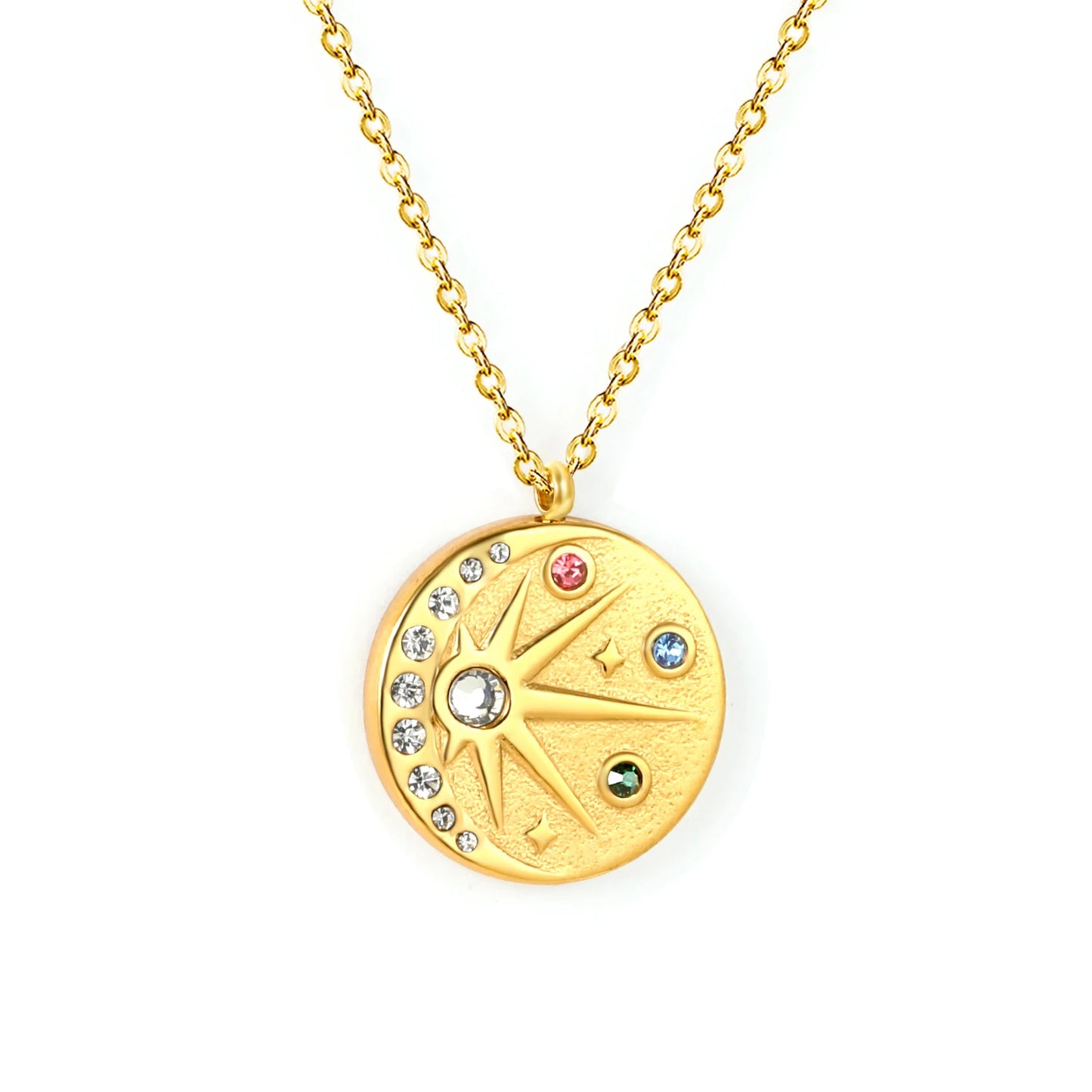Joy and Positivity - 18k Necklace with Moon and Sun