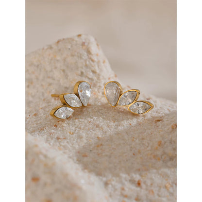 Nova Glow - Stud Wings Earrings with Crystals