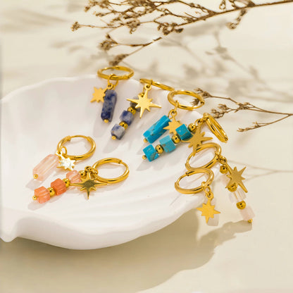 Wishing Star - Gemstone Gold Earrings