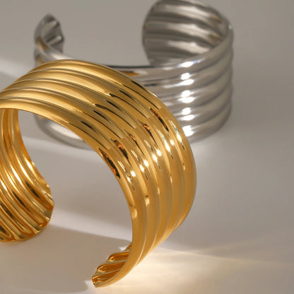 Strata Cuff Wide Bracelet Gold/Silver