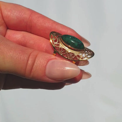 Bringer of Calm - 18k Adjustable Ring with Natural Jasper