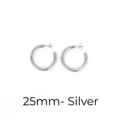 Hoop Earrings– Gold & Silver Sizes 20–50mm