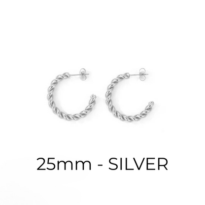 Twisted Hoop Earrings – Gold & Silver