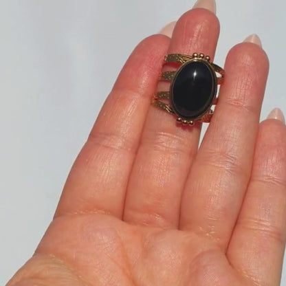 Bounce Back - Gold Adjustable Ring with Gemstone