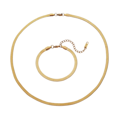 Essentials – Herringbone Chain Bundle Necklace + Bracelet
