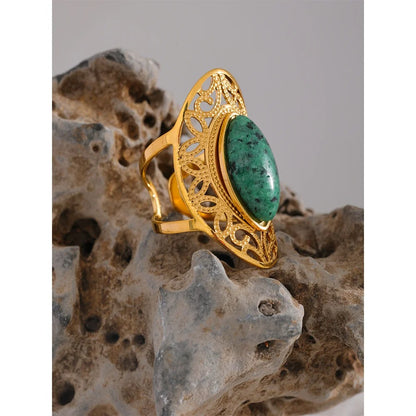 Bringer of Calm - 18k Adjustable Ring with Natural Jasper