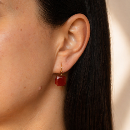 Mind Power - Faceted Red Agate Drop Earrings