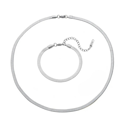 Essentials – Herringbone Chain Bundle Necklace + Bracelet