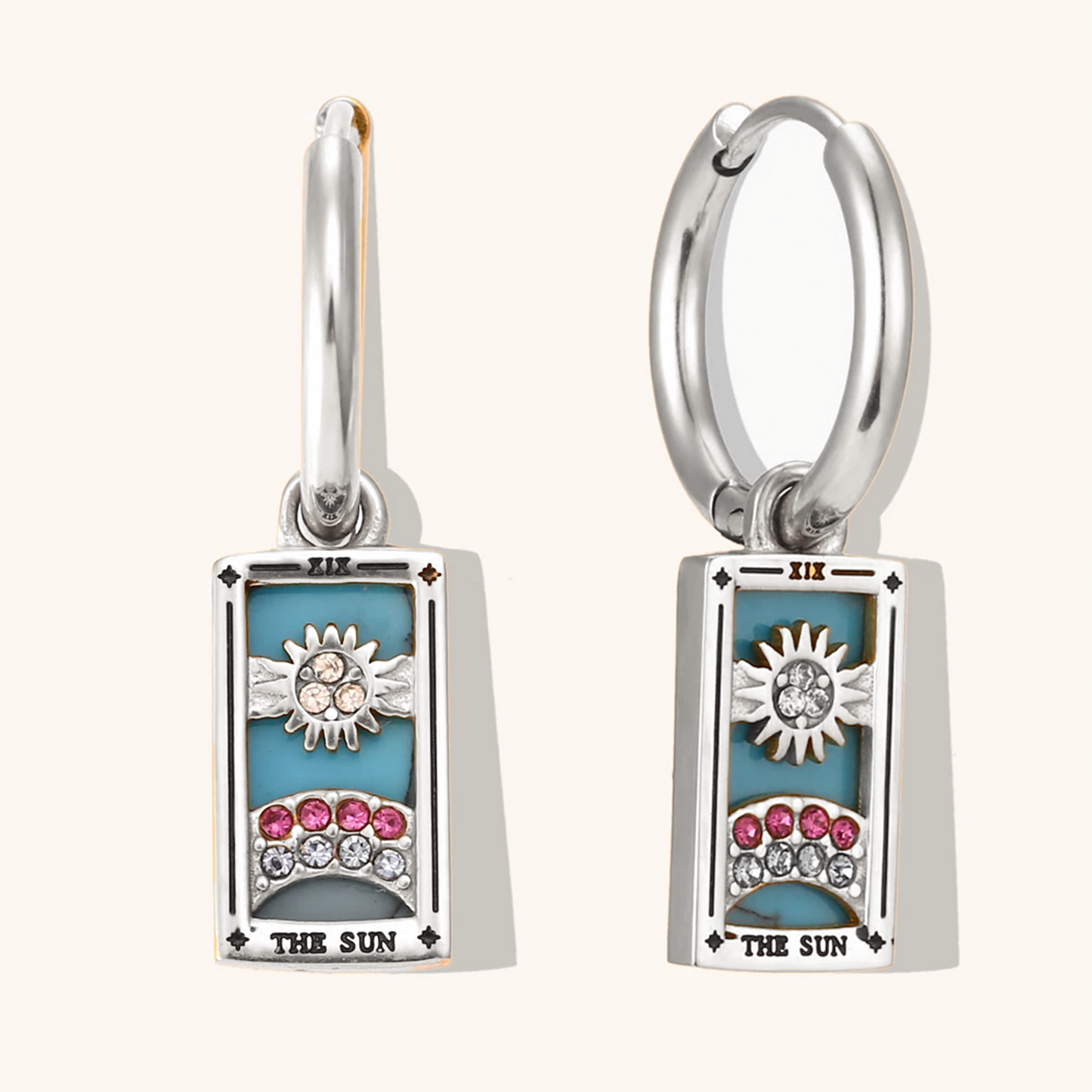 The Sun - Tarot Card Gold | Silver Hoop Earrings