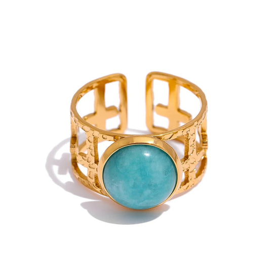 Energy - Gold Open Ring with  Amazonite