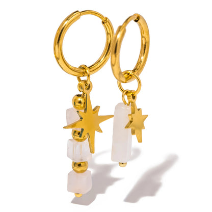Wishing Star - Gemstone Gold Earrings