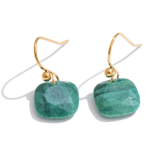 Open and Aligned - Faceted Amazonite Drop Earrings